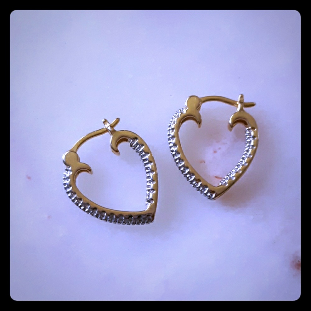 Sterling vermeil gold diamond heart earrings